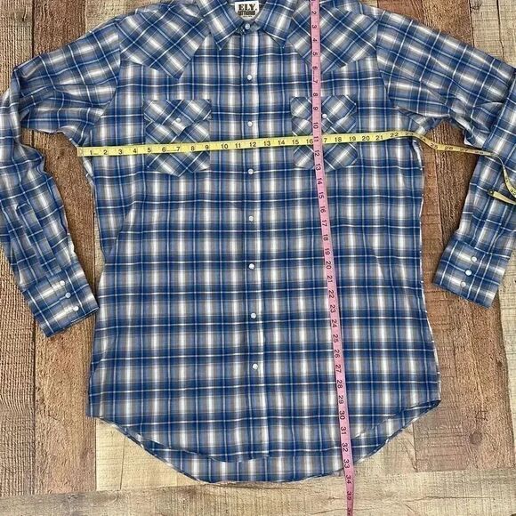 Vintage Ely Cattleman Tall Pearl Snap Button Long Sleeve Shirt - Picture 3 of 5
